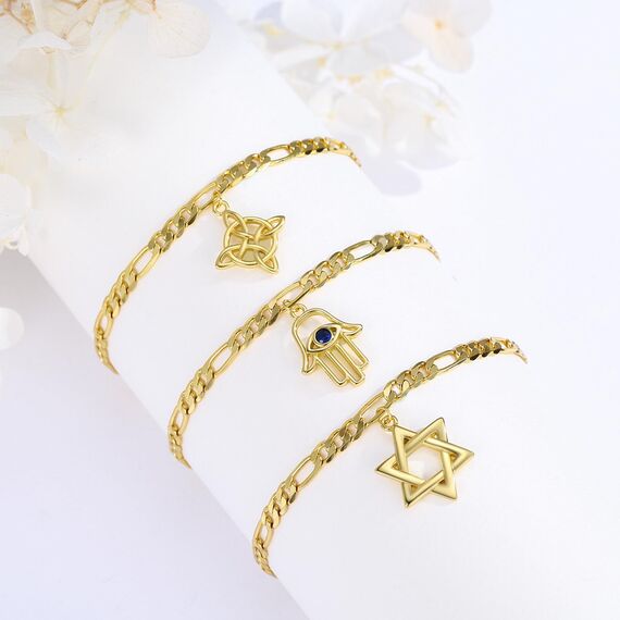 OHAYOO Davidstern Armband Damen 14K Gold Plated 925 Sterling Silber Vergoldet Liebeskind Goldenes Schmuck für Frauen Mädchen Tochter Mutter
