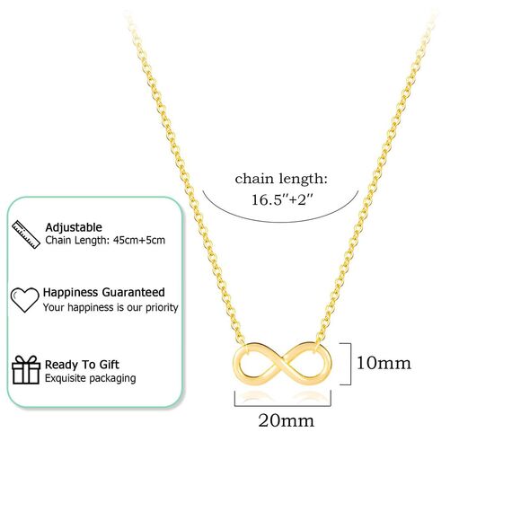 HANLI 14K Gold Vergoldet Halsketten Damen - Zarte Unendlichkeit Anhänger Kette mit Cubic Zirkonia für Frauen Mädchen Wasserfeste Hautverträglich Schmuck
