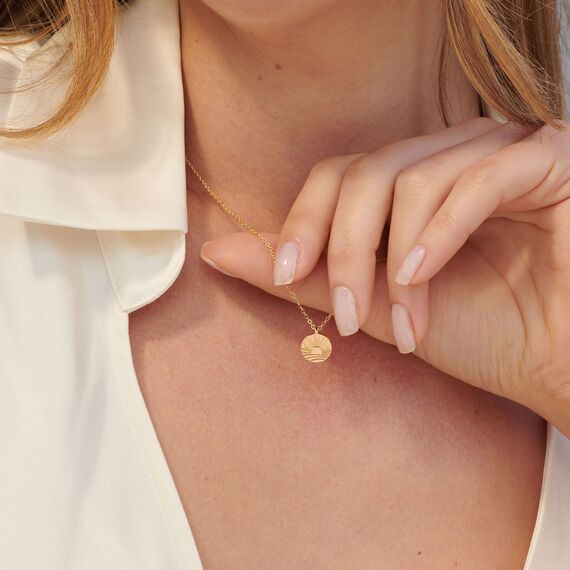 HANLI 14K Gold Vergoldet Halsketten Damen - Zarte Sonne Anhänger Kette mit Cubic Zirkonia für Frauen Mädchen Wasserfeste Hautverträglich Schmuck