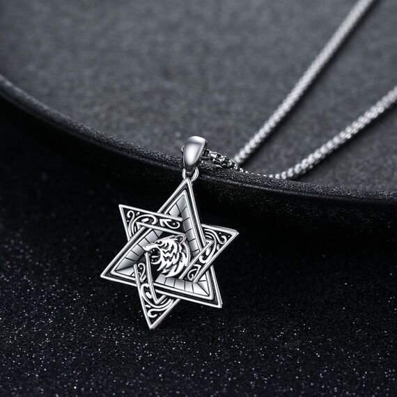 CUOKA MIRACLE Elegante Davidstern Kette 925 Sterling Silber - Hexagram Anhänger für Ehemann & Sohn - Besonderes Geschenk für Bar Mizwa, Geburtstag & Feiertage