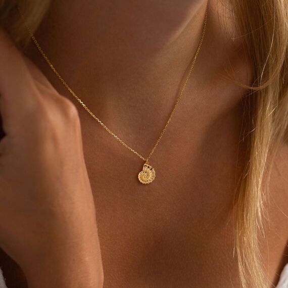 HANLI 14K Gold Vergoldet Halsketten Damen - Zarte Hülse Anhänger Kette mit Cubic Zirkonia für Frauen Mädchen Wasserfeste Hautverträglich Schmuck