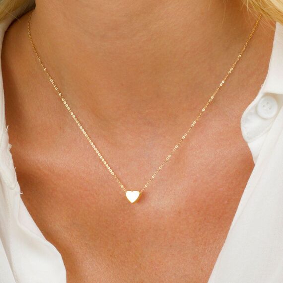HANLI 14K Gold Vergoldet Halsketten Damen - Zarte Herz Anhänger Kette mit Cubic Zirkonia für Frauen Mädchen Wasserfeste Hautverträglich Schmuck
