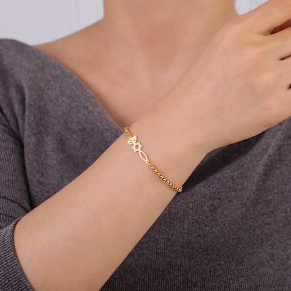 UNIFT Davidstern-Kerzenständer-Armband für Frauen Edelstahl Retro Israel Kerzenständer Davidstern-Armbänder Chanukka-Schmuck, 24,9 x 16,5 mm, Edelstahl