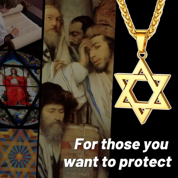ChainsHouse Personalisiert Kette mit Grvaur Damen Davidstern Kette für Frauen Edelstahl Halskette mit Davidstern Hexagramm Anhänger Gold Davidstern Kettenanhänger Damen Amulett Schmuck für Freundin