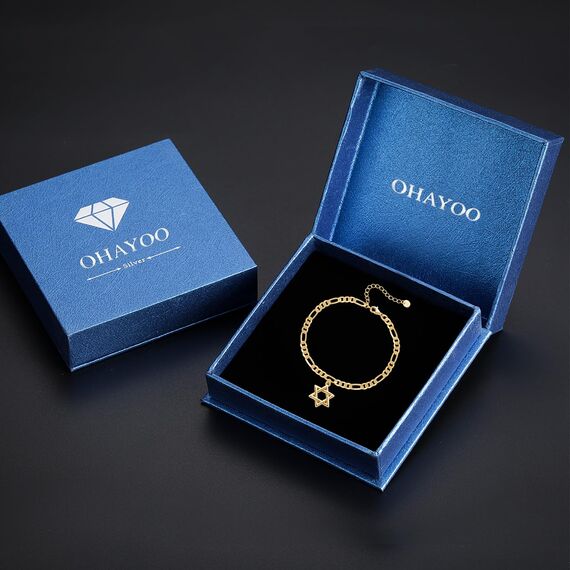 OHAYOO Davidstern Armband Damen 14K Gold Plated 925 Sterling Silber Vergoldet Liebeskind Goldenes Schmuck für Frauen Mädchen Tochter Mutter