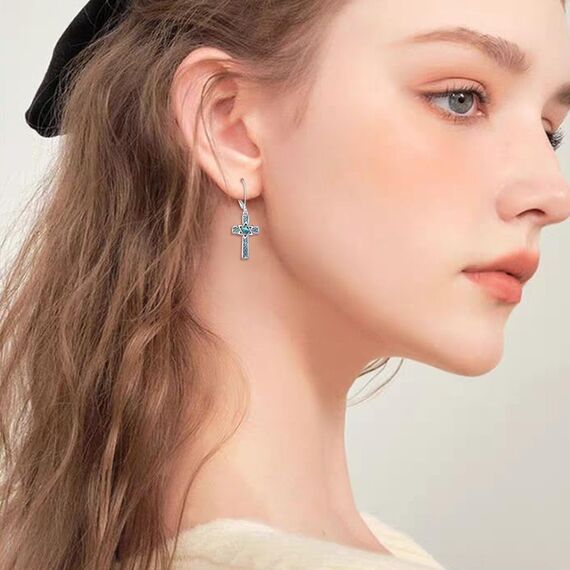 YFN Davidstern Ohrringe Sterling Silber Keltisches Kreuz Ohrringe Abalone Schale Ohrringe Tropfen Schmuck Geschenke für Damen Herren