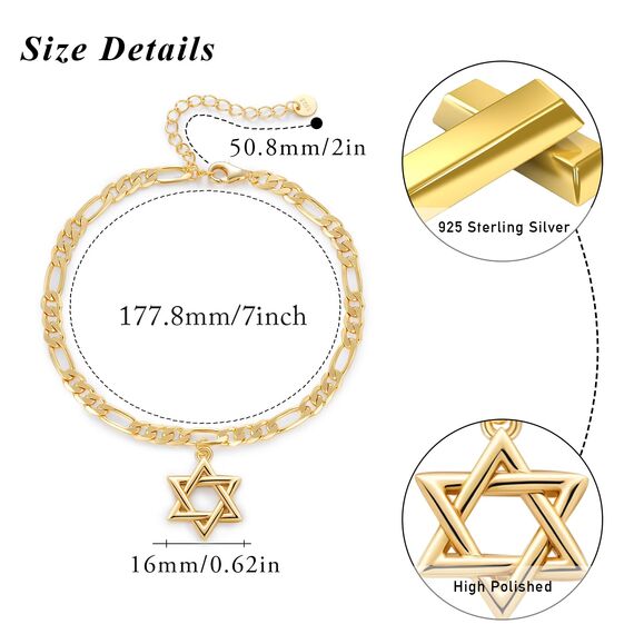 OHAYOO Davidstern Armband Damen 14K Gold Plated 925 Sterling Silber Vergoldet Liebeskind Goldenes Schmuck für Frauen Mädchen Tochter Mutter