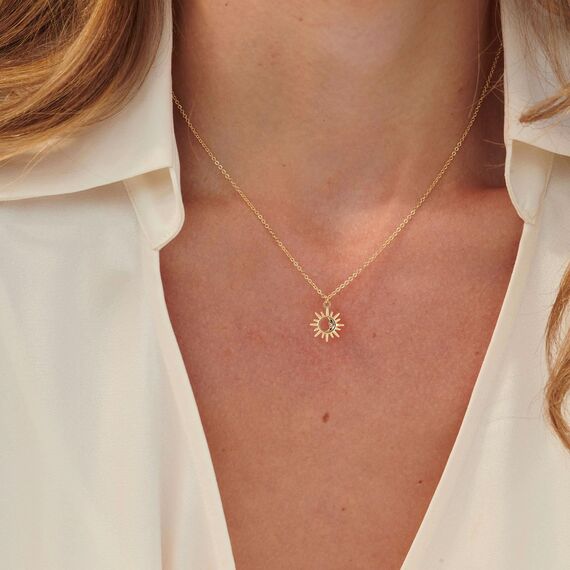 HANLI 14K Gold Vergoldet Halsketten Damen - Zarte Sonne Mond Anhänger Kette mit für Frauen Mädchen Wasserfeste Hautverträglich Schmuck