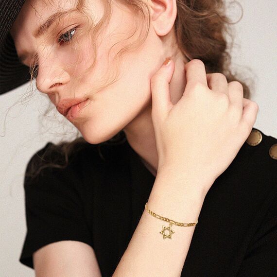 OHAYOO Davidstern Armband Damen 14K Gold Plated 925 Sterling Silber Vergoldet Liebeskind Goldenes Schmuck für Frauen Mädchen Tochter Mutter