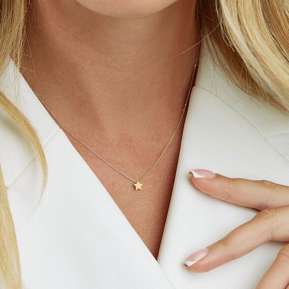 HANLI 14K Gold Vergoldet Halsketten Damen - Zarte Stern Anhänger Kette mit für Frauen Mädchen Wasserfeste Hautverträglich Schmuck