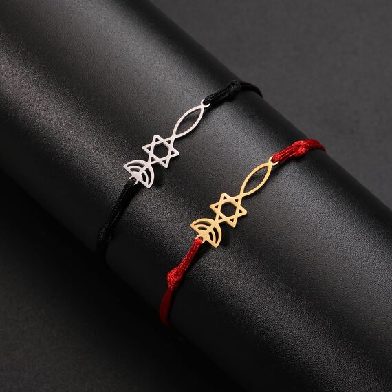 UNIFT Davidstern-Kerzenständer-Armband für Damen Edelstahl Retro Israel Kerzenständer Davidstern-Armbänder Chanukka-Schmuck, Edelstahl