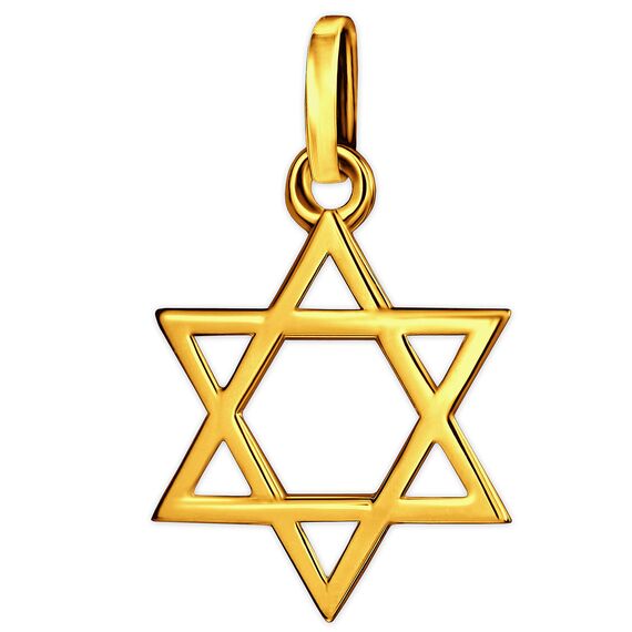 CLEVER SCHMUCK Goldener Anhänger kleiner Davidstern 12 mm glänzend offen 333 Gold 8 Karat im Schmucketui creme