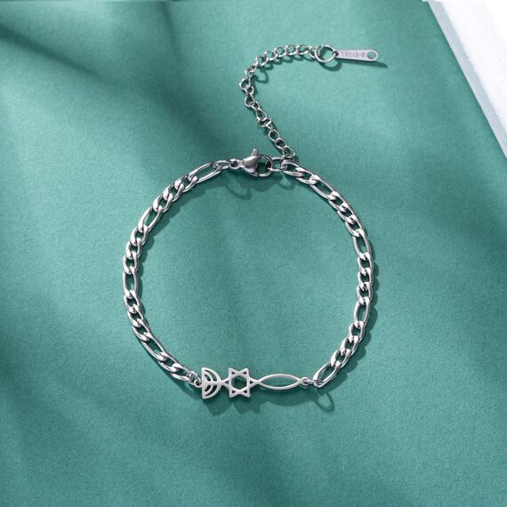 UNIFT Damen-Armband mit jüdischem Davidstern-Leuchter, Edelstahl, im israelischen Retro-Stil, mit Davidstern, Chanukka-Schmuck, 22 centimeters, Edelstahl, Kein Edelstein