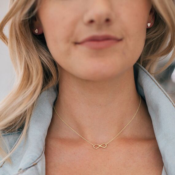 HANLI 14K Gold Vergoldet Halsketten Damen - Zarte Unendlichkeit Anhänger Kette mit Cubic Zirkonia für Frauen Mädchen Wasserfeste Hautverträglich Schmuck