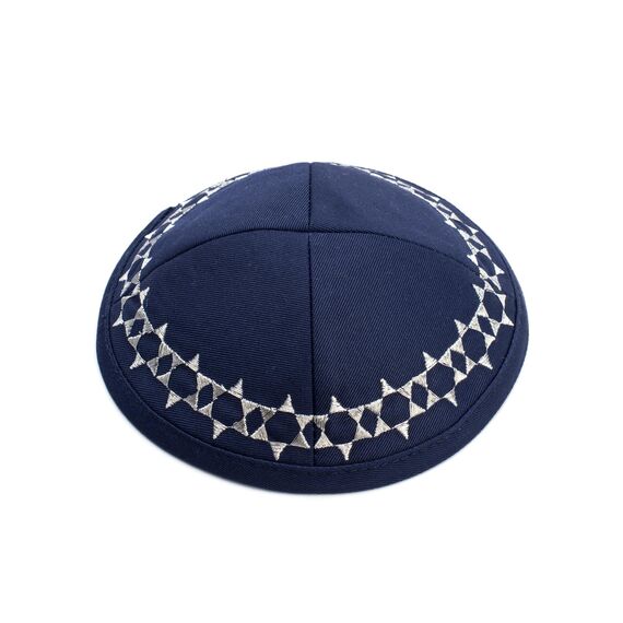 JL Kippha's Cotton Marineblau Embroided Davidstern Kippah Yarmulke jüdischen Yamaka Kippa Cap Judaica