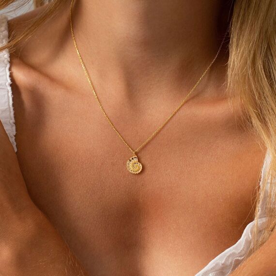 HANLI 14K Gold Vergoldet Halsketten Damen - Zarte Hülse Anhänger Kette mit Cubic Zirkonia für Frauen Mädchen Wasserfeste Hautverträglich Schmuck