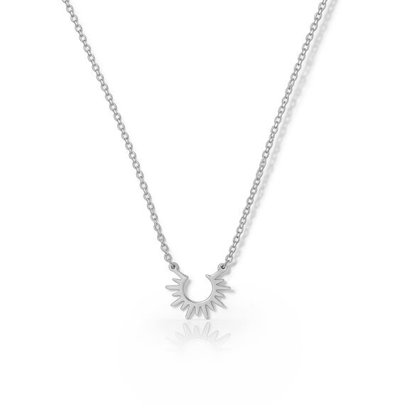 HANLI Kette Silber 925 Damen - Zarte Sonne Anhänger Kette mit für Frauen Mädchen Wasserfeste Hautverträglich Schmuck