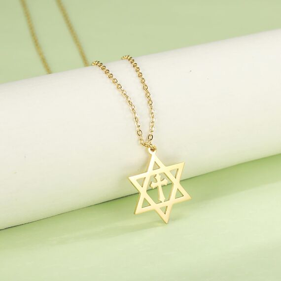 VASSAGO Davidstern-Anhänger, Halskette, Salomon, sechszackiger Stern, Talisman, Edelstahl, Hexagrael, jüdischer Israel, Schmuck für Herren
