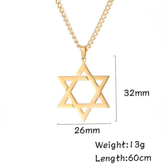 VASSAGO Davidstern Anhänger Halskette Salomon Sechsspitzer Stern Talisman Edelstahl Hexagramm jüdischer Israel Schmuck für Männer
