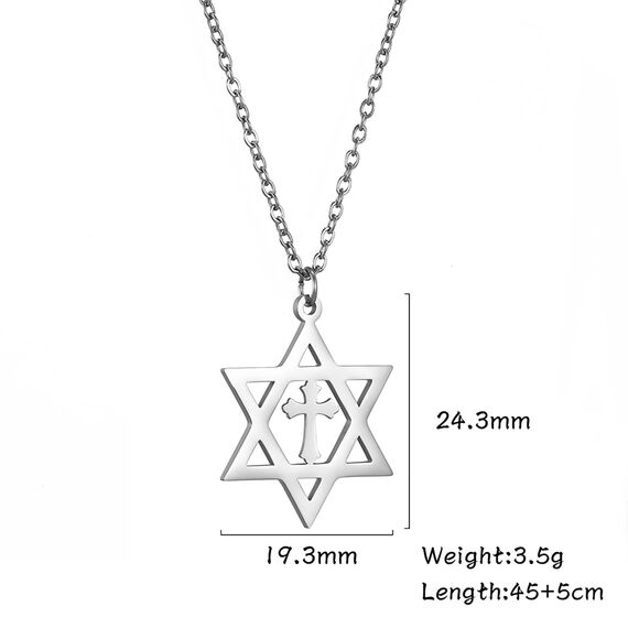 EUEAVAN Davidstern Halskette für Frauen Hexagramm Anhänger Halskette Amulett Symbo Jüdisch Israel Religiös David Schmuck Geschenk Frauen (david kreuz halskette silber)