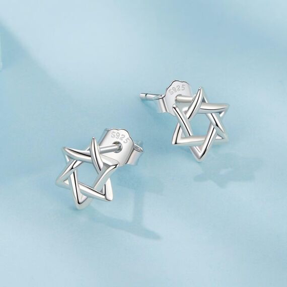 Kerraom Davidstern Ohrstecker Stern 925 Sterling Silber Damen Ohrringe Klein Silberohrringe Hexagramm Ohrschmuck Geburtstag Geschenk Stecker für Mädchen Freunde
