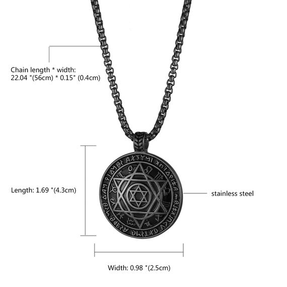 JewelryWe Herren Halskette mit Hexagramm Medaille Anhänger Zodiac Constellation Charm Weizenkette Silber Gold Schwarz