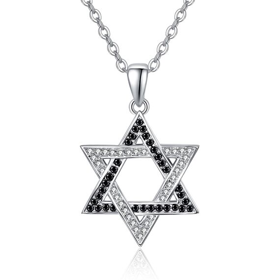 TANGPOET Davidstern Halskette für Frauen Jüdisch Zierliches 925 Sterling Silber Zirkonia CZ Stern Anhänger Davidstern Schmuck für Frauen Mädchen