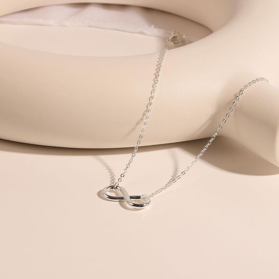 HANLI Kette Silber 925 Damen - Zarte Unendlichkeit Anhänger Kette mit für Frauen Mädchen Wasserfeste Hautverträglich Schmuck