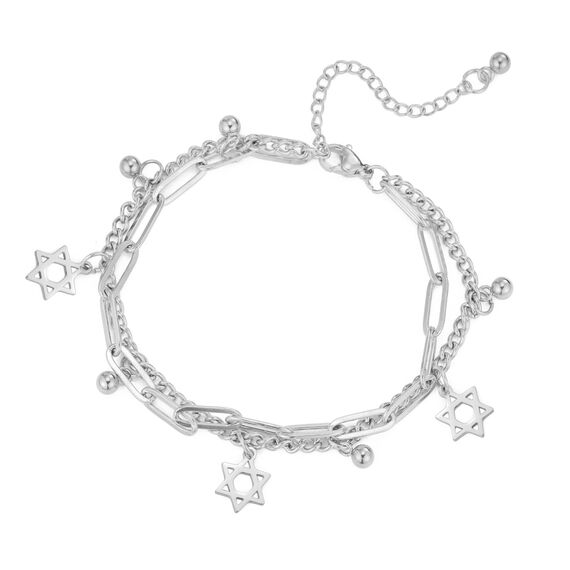 UNIFT Davidstern Armband für Frauen Männer Edelstahl Jewish Star Hexagram Verstellbare Armband Amulett Schmuck (Silber 3)