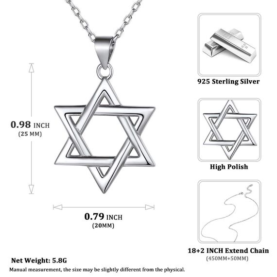 ChciSilver Davidstern Kette aus 925 Silber Hexagramm Anhänger Halskette für damen und mädchen