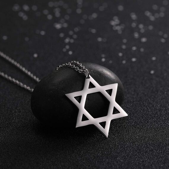 EUEAVAN Davidstern Halskette für Frauen Hexagramm Anhänger Halskette Amulett Symbo Jüdisch Israel Religiös David Schmuck Geschenk Frauen (Silber)