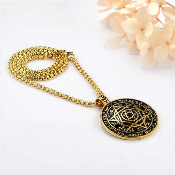 JewelryWe Schmuck 3pcs Herren Halskette mit Hexagramm Medaille Anhänger Zodiac Constellation Charm Kette Silber Gold Schwarz