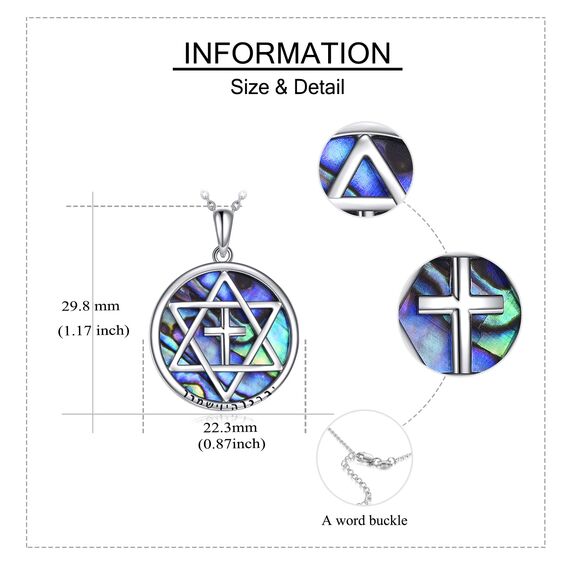Davidstern Kette Silber 925 Kreuz David Stern Anhänger Halskette Abalone Muschel Religiöser Jüdischer Davidstern Schmuck Geschenk für Herren Damen