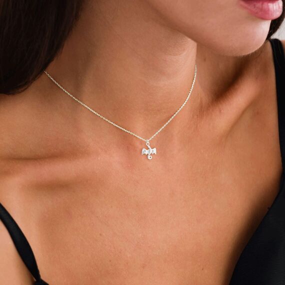 HANLI Kette Silber 925 Damen - Zarte Drachen Anhänger Kette mit für Frauen Mädchen Wasserfeste Hautverträglich Schmuck