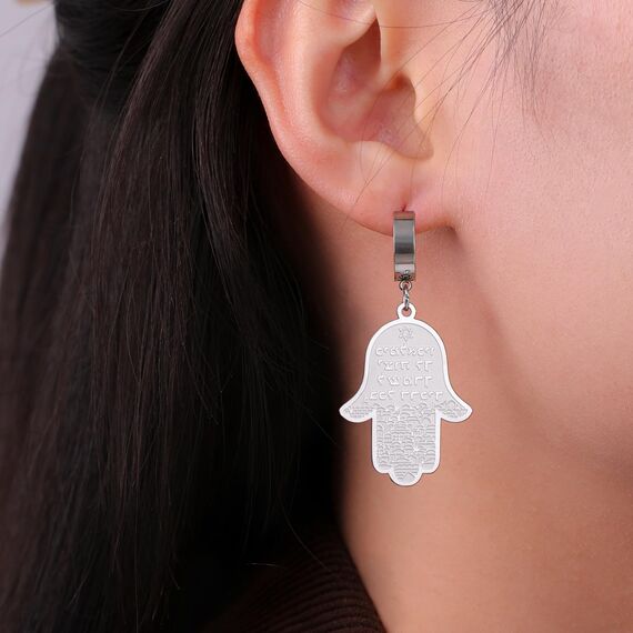 VASSAGO Hängende Ohrringe mit Hamsa-Hand der Fatima, jüdischer Davidstern für Frauen, hebräisches Amulett, Schmuck, Geschenk, Edelstahl, Kein Edelstein