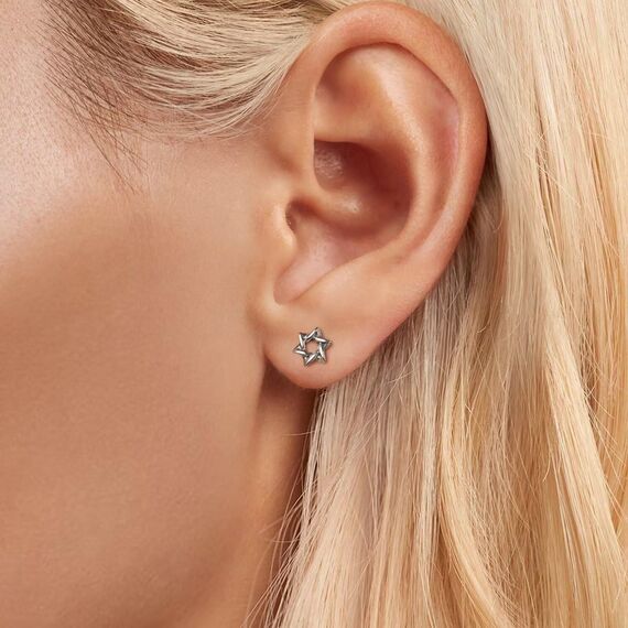 Kerraom Davidstern Ohrstecker Stern 925 Sterling Silber Damen Ohrringe Klein Silberohrringe Hexagramm Ohrschmuck Geburtstag Geschenk Stecker für Mädchen Freunde