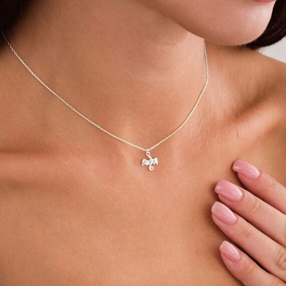 HANLI Kette Silber 925 Damen - Zarte Drachen Anhänger Kette mit für Frauen Mädchen Wasserfeste Hautverträglich Schmuck
