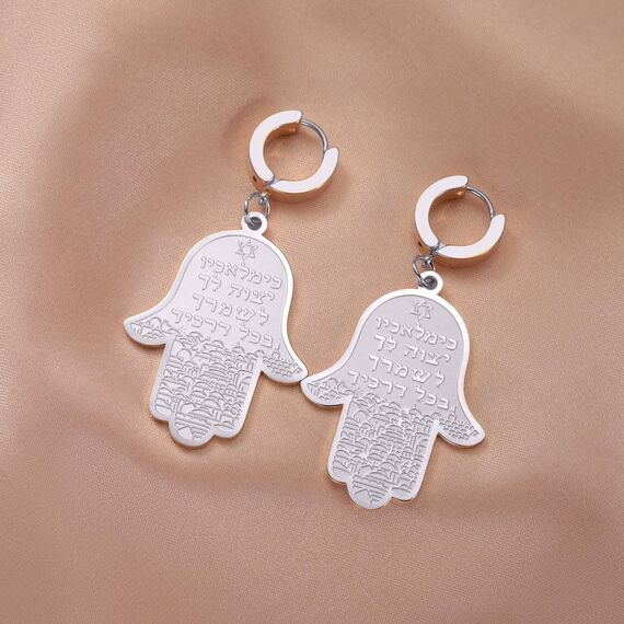 VASSAGO Hängende Ohrringe mit Hamsa-Hand der Fatima, jüdischer Davidstern für Frauen, hebräisches Amulett, Schmuck, Geschenk, Edelstahl, Kein Edelstein