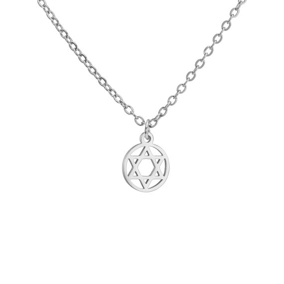 Amaxer Zarte Halskette mit Anhänger in Form eines hebräischen Davidsterns Chai für Damen, minimalistisch, Hanukkah, Magen David, jüdisch, Edelstahl, 45-50 cm, Edelstahl