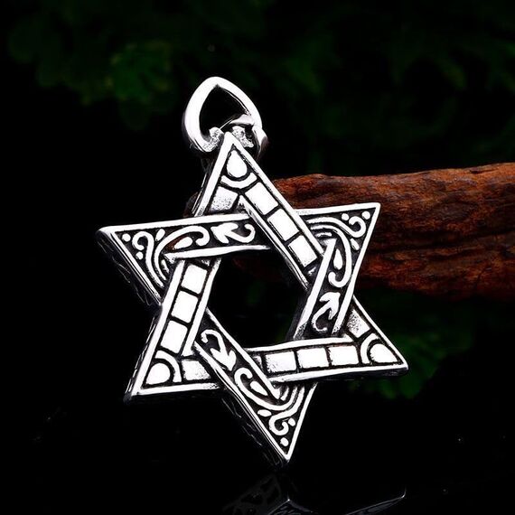 YIQPKUM Zart Antik Jüdisch Davidstern Schlüsselanhänger Anhänger Damen Charm Geldbörse Tasche Israel Accessoire Geschenk (Silber)