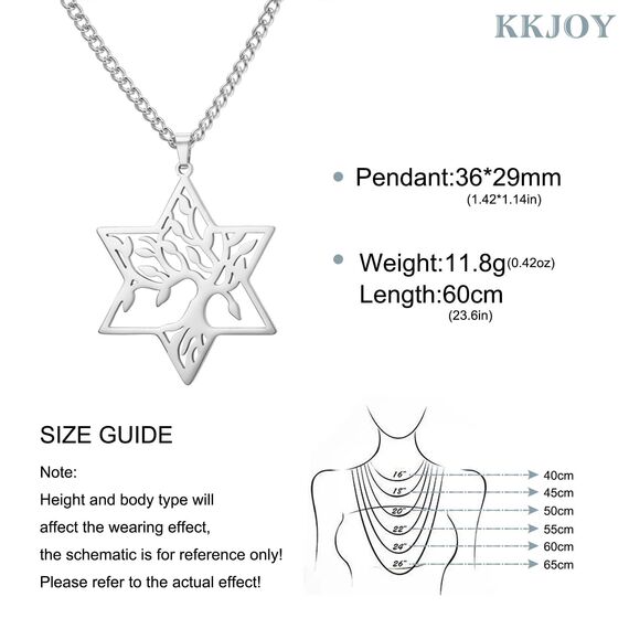 kkjoy Baum des Lebens mit Hexagramm Halskette Edelstahl Davidstern Anhänger Halskette Natur inspiriert spirituellen Schmuck für Frauen Männer