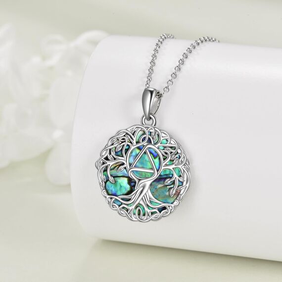 YFN Baum des Lebens Halskette Sterling Silber Nüchternheit Baum Anhänger Kette AA Erholung Schmuck Anonyme Alkoholiker Geschenke für Damen Herren
