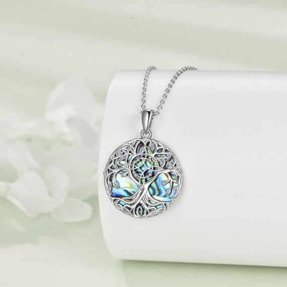 YFN Baum des Lebens Halskette Sterling Silber Hexen Knoten Baum Anhänger Kette Irische Hexe Schmuck Geschenke für Damen Herren