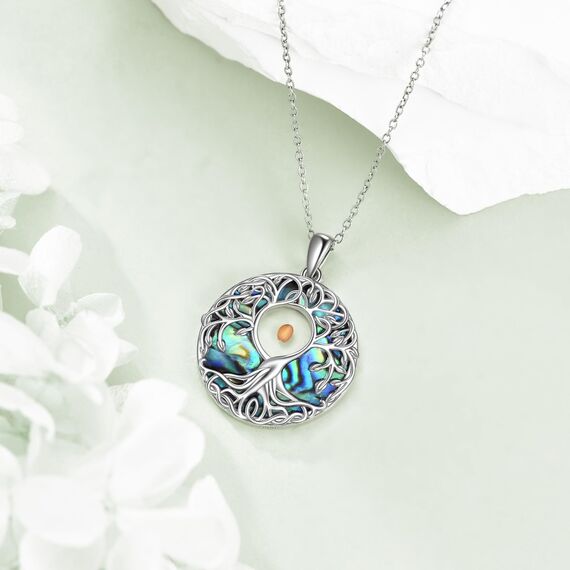 YFN Senfkörner Halskette Sterling Silber Keltischer Baum Anhänger Schmuck Religiöse Geschenke für Damen Herren