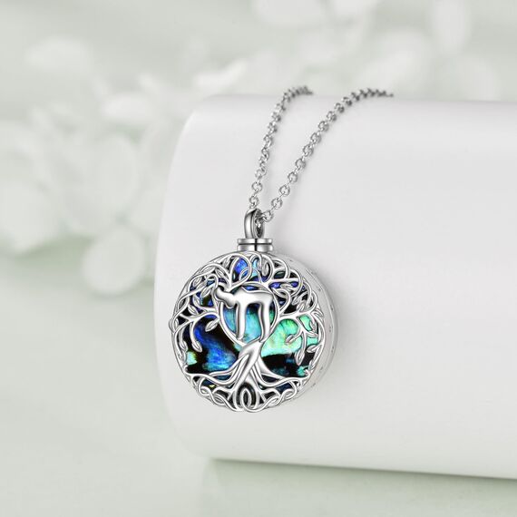 YFN Baum des Lebens Halskette Sterling Silber Keltischen Lebensbaum Anhänger Schmuck Geschenke für Damen Herren Mädchen (Chai Urne)
