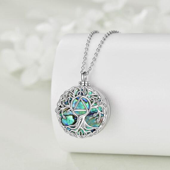 YFN Baum des Lebens Halskette Sterling Silber Keltischen Lebensbaum Anhänger Schmuck Geschenke für Damen Herren Mädchen (Nüchternheit Urne)