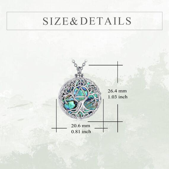 YFN Baum des Lebens Halskette Sterling Silber Keltischen Lebensbaum Anhänger Schmuck Geschenke für Damen Herren Mädchen (Nüchternheit Urne)