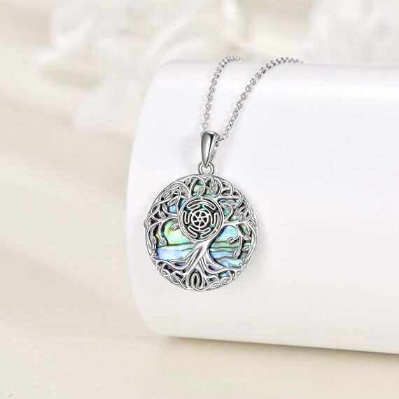 YFN Baum des Lebens Halskette Sterling Silber Zinn Rad der Hekate Göttin Anhänger Kette Schmuck Wiccan Geschenke für Damen Herren