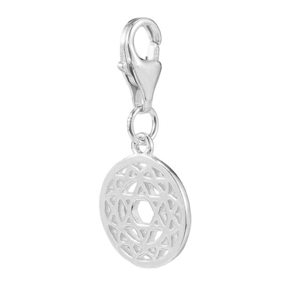 Charm-Anhänger Davidstern, Anhänger Kette, 925er Sterlingsilber, Karabinerverschluss für Armband und Halskette