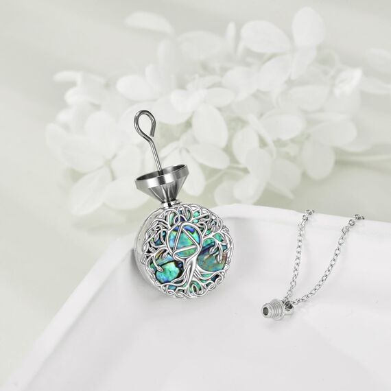 YFN Baum des Lebens Halskette Sterling Silber Keltischen Lebensbaum Anhänger Schmuck Geschenke für Damen Herren Mädchen (Nüchternheit Urne)